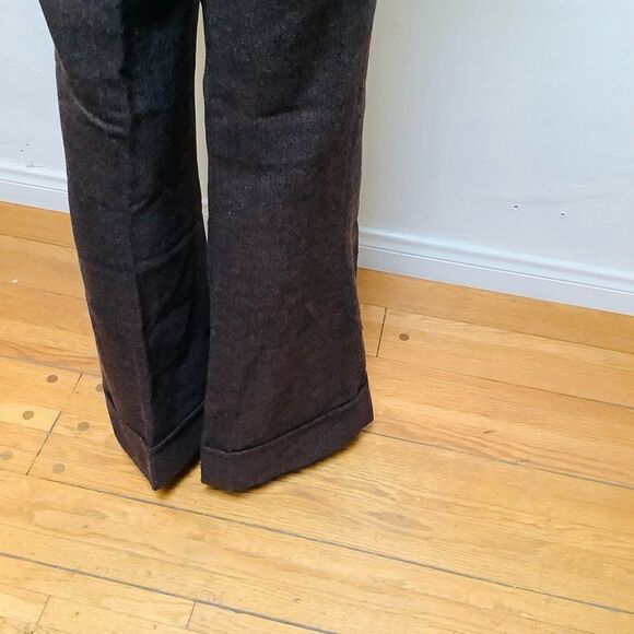 WOMENS TROUSER BROWN TWEED FULL LEG CUFFED HEM 28 EXCELLENT FIT POCKETS LINED - Picture 6 of 11